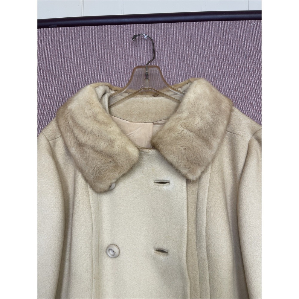 J.J. ODonnell 100% Pure Cashmere Coat Camel Color Fur Collar VTG  Dbl Breasted - Picture 3 of 10